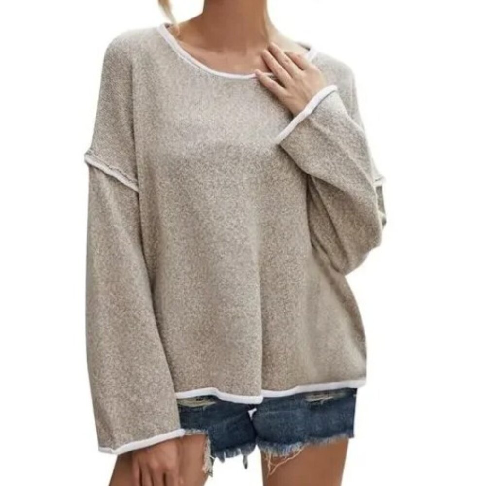 FREE PEOPLE Bardot Sweater in Sand Dollar XS